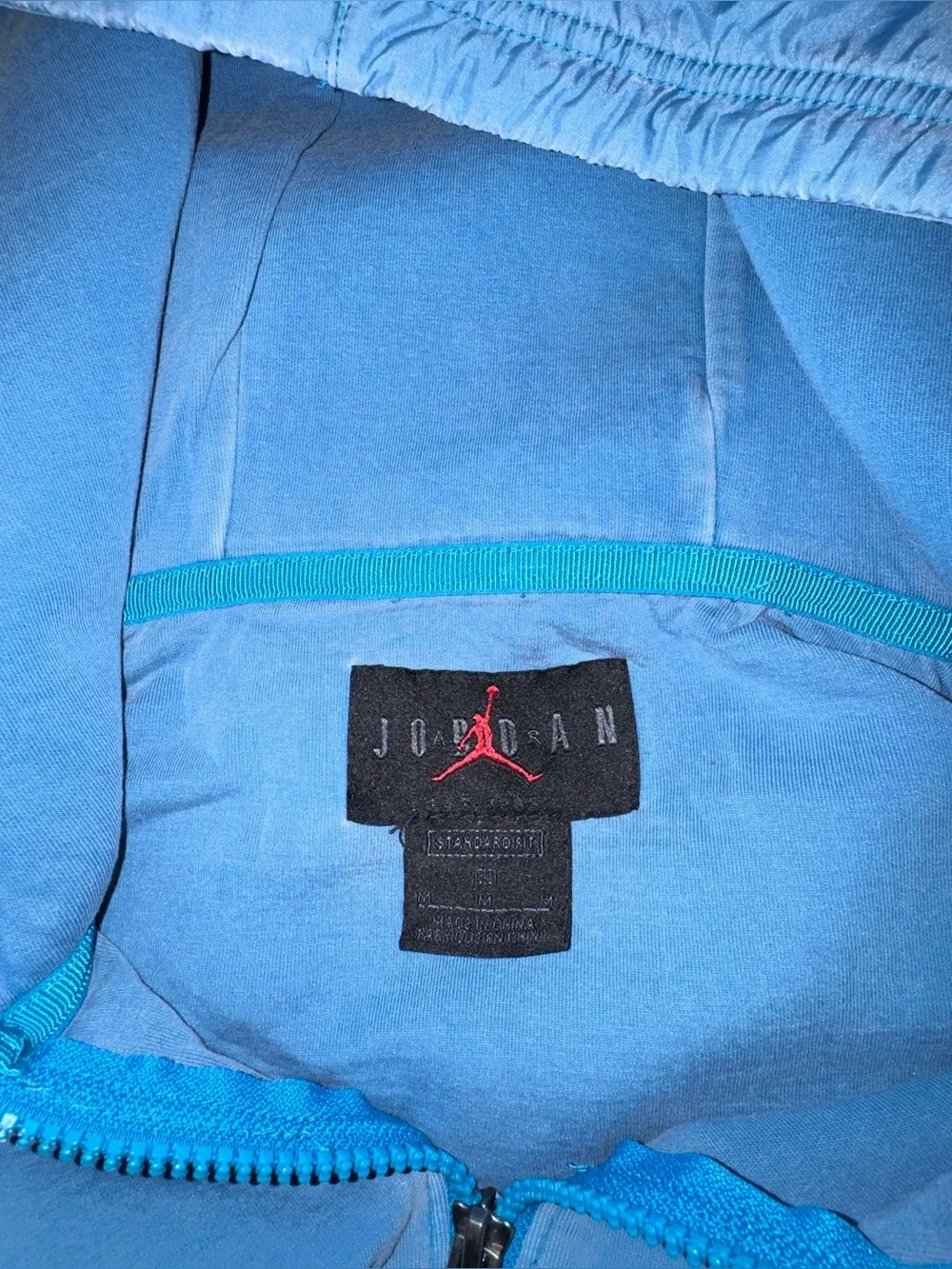 Men’s Jordan Engineered Light Blue Hooded Pullover Sweatshirt Size Medium